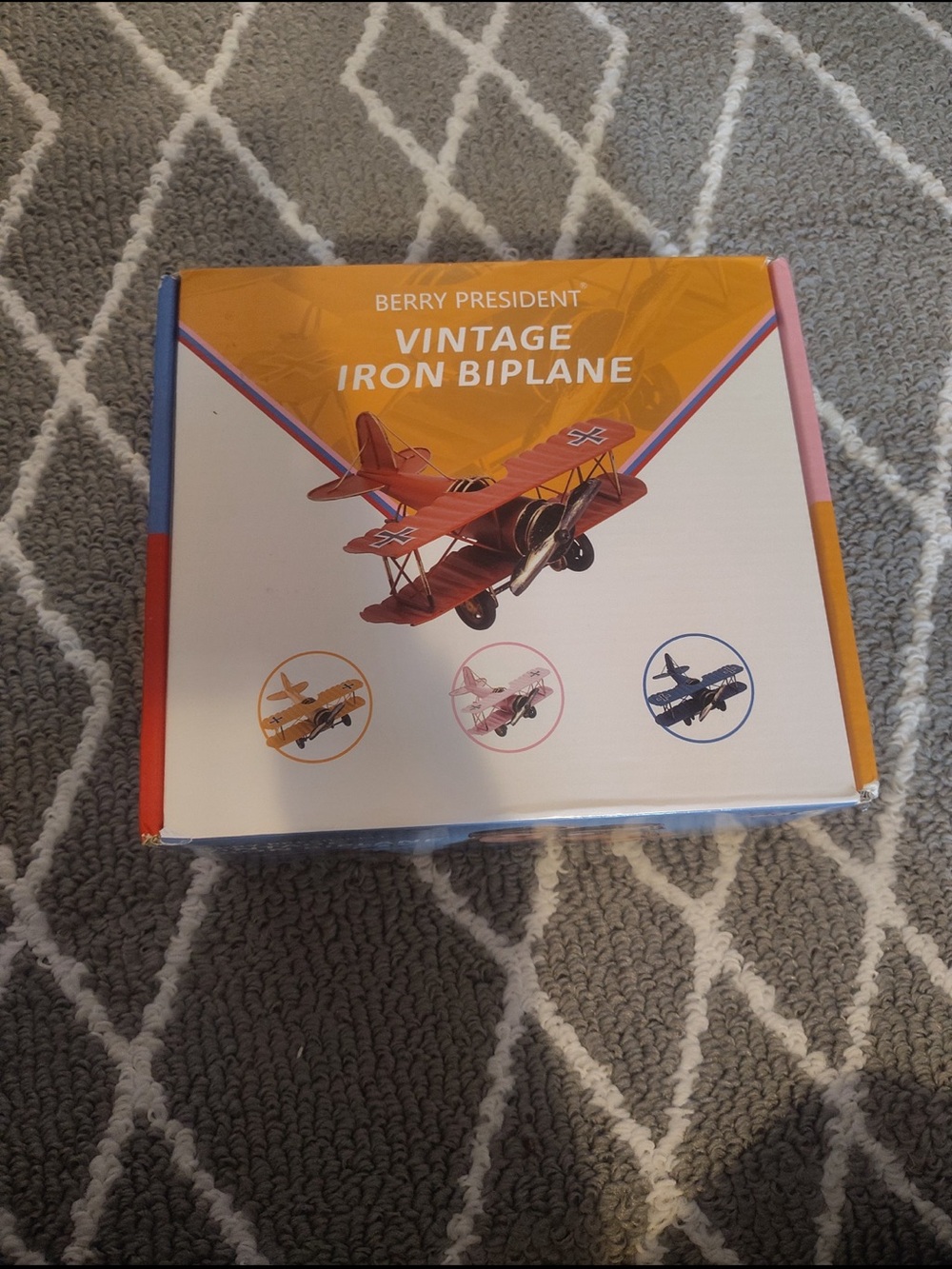 Vintage Iron Biplane - Red Accent